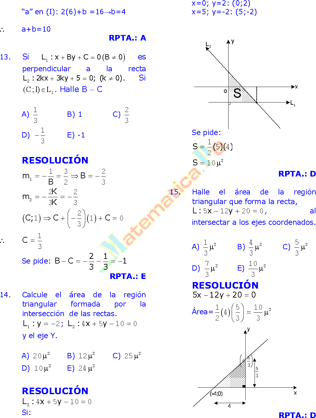 Ecuacion General De La Recta Y Angulo Entre 2 Rectas Ejercicios