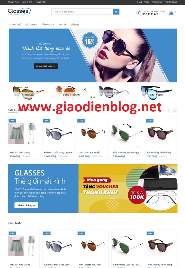 Mẫu Blogger bán hàng kính mắt