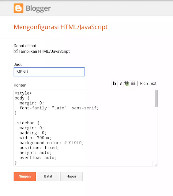 widget blogger HTML/Javascript