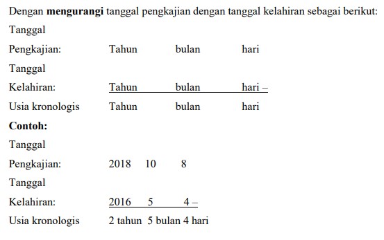 Cara Perhitungan Usia Kronologis