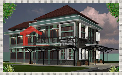 Jasa Gambar Rumah di Sawahlunto - Fasade Gedung Minimalis Modern 2 Lantai Lebar 20 m