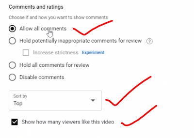 YouTube shorts comments and ratings