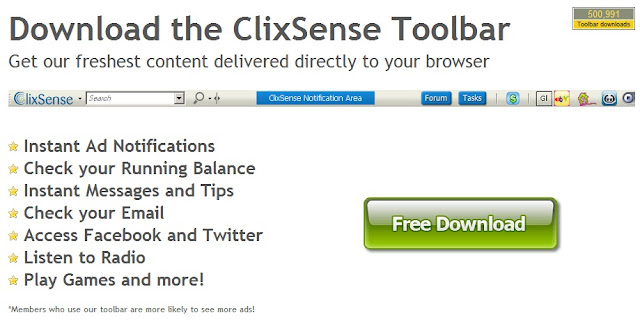  barra de herramientas ClixSense