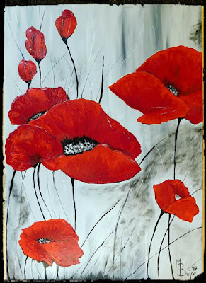 Tablou pictat cu acrilice "Maci" ( Acrylic painting "Poppies")