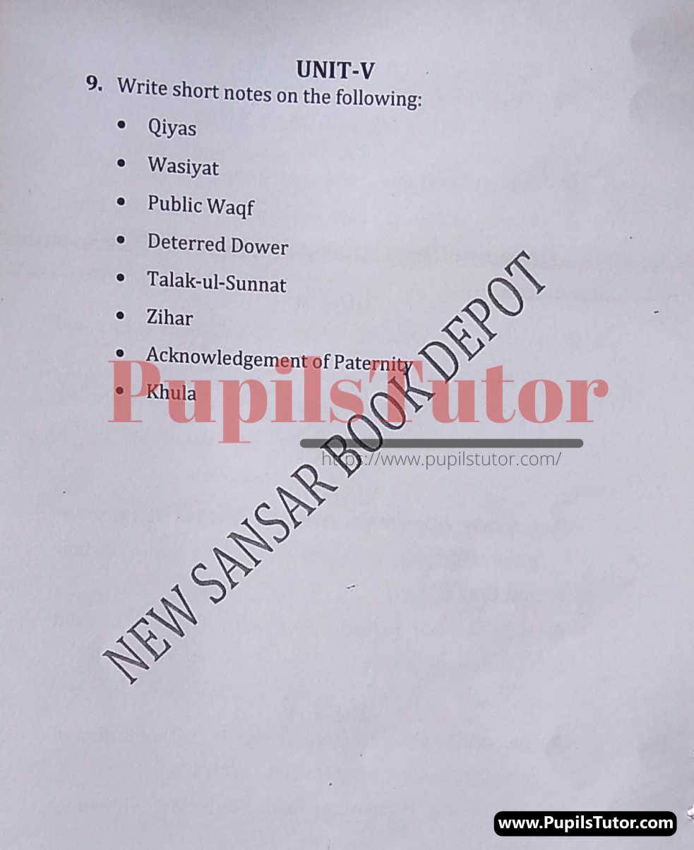 M.D. University LL.B. Family Law - II Second Semester Important Question Answer And Solution - www.pupilstutor.com (Paper Page Number 2)