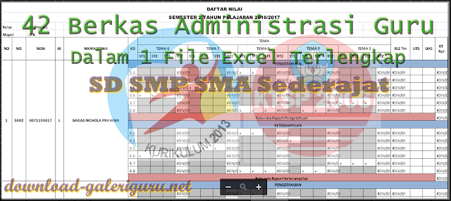 42 Berkas Administrasi Guru Dalam 1 File Excel Terlengkap