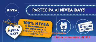 Logo Con ''Nivea Days'': ricevi il rimborso di quanto speso fino a un massimo di 50 euro