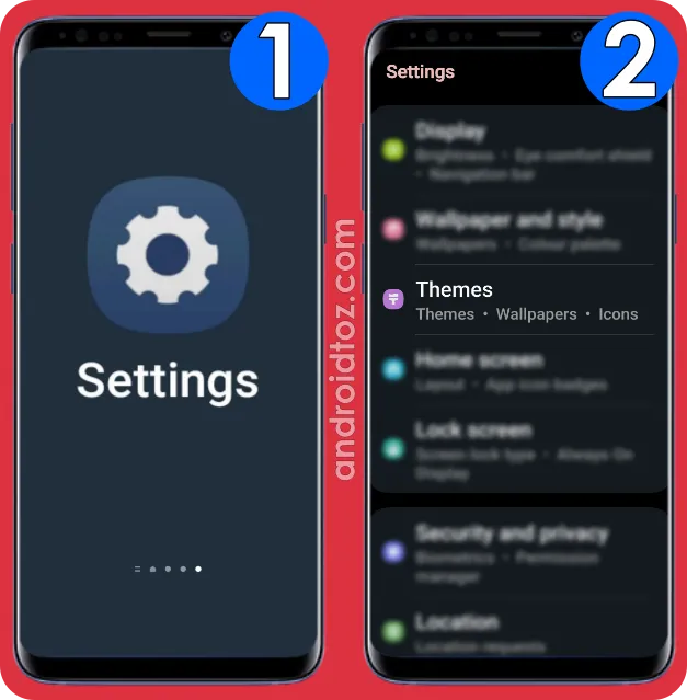 Open Samsung Galaxy Themes App using Settings