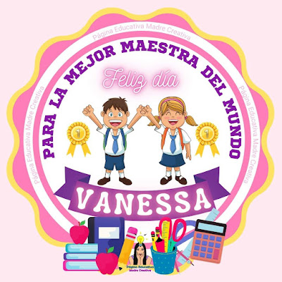 PIN de Maestra con nombre Vanessa - Diseño 3