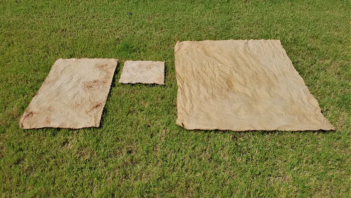 coffee stained fabric laid outside to dry in sun