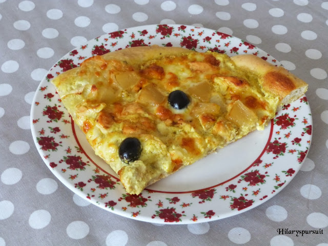 Pizza blanche poulet curry