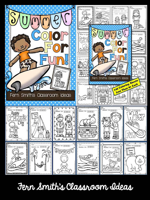  Fern Smith's Classroom Ideas Color for Fun, Second Semester Bundle for Fall Fun! Color For Fun Printable Coloring Pages