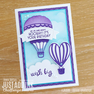 Handmade birthday card using Stampin' Up! Hot Air Balloon stamps and dies bundle and Basic Borders dies. Card by Diane Barnes - colourmehappy - cardmaking - stamping - diecutting - stampinup cards