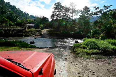 Crossing a stream in Guatemala