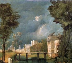 Giorgione, Das Gewitter, ca. 1508, Öl auf Leinwand, 82 cm × 73 cm, Accademia (Venedig) 