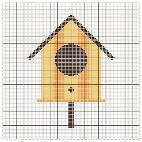 Birdhouse cross stitch free pattern