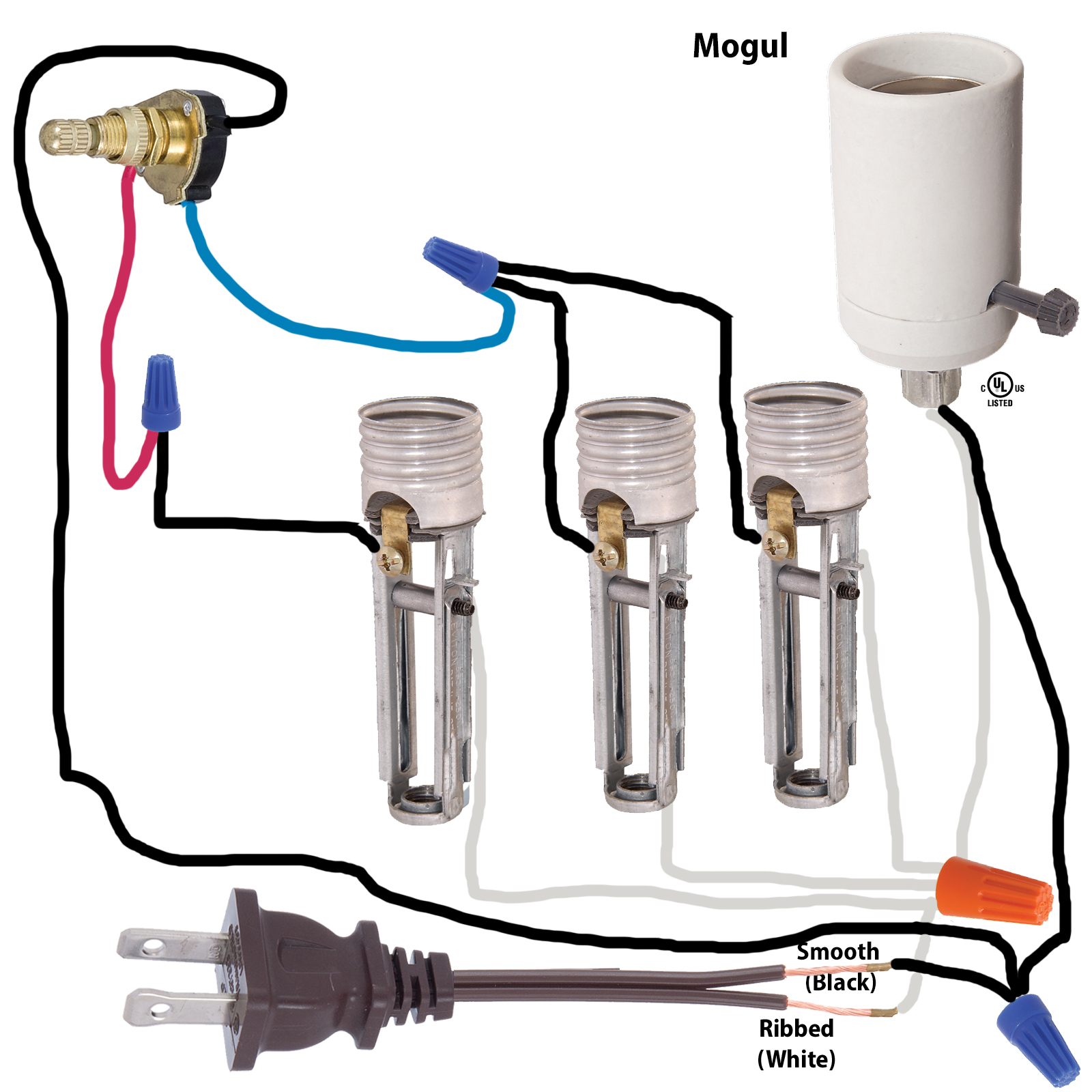 Lamp Parts and Repair | Lamp Doctor: Floor Lamp With Mogul Socket and 3 Way Switch Wiring Diagram