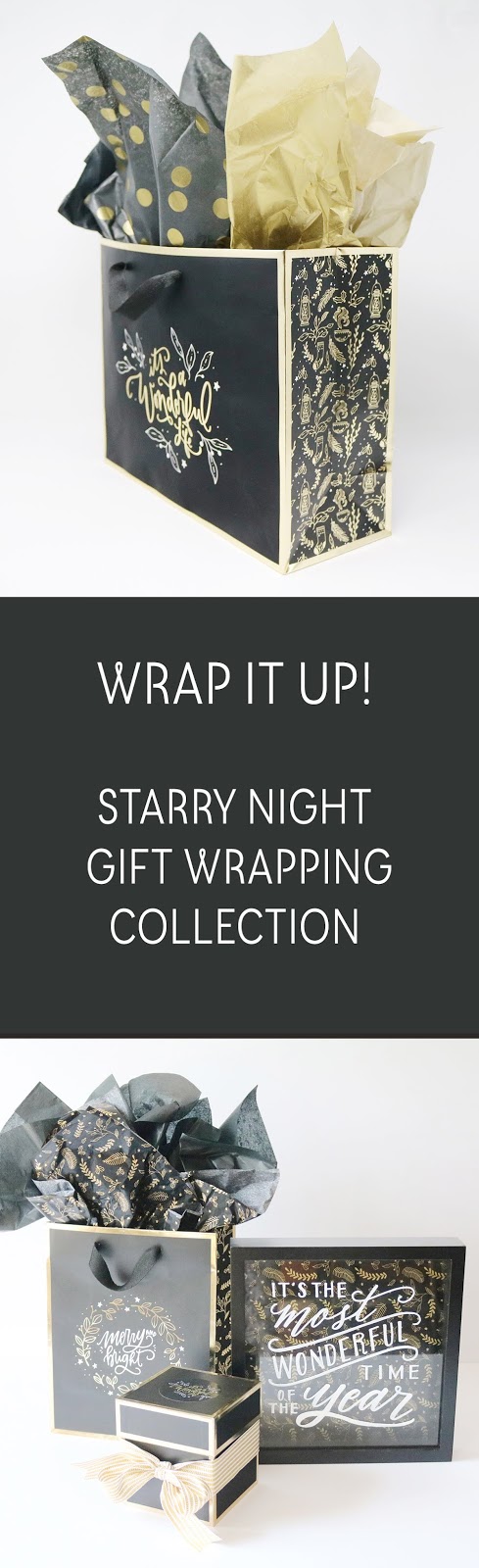 Starry Night Holiday Collection - classic black & white with touches of gold foil | creativebag.com