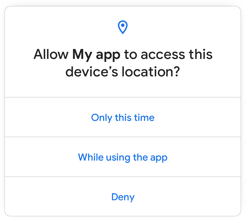 One-time permission dialog in Android 11.