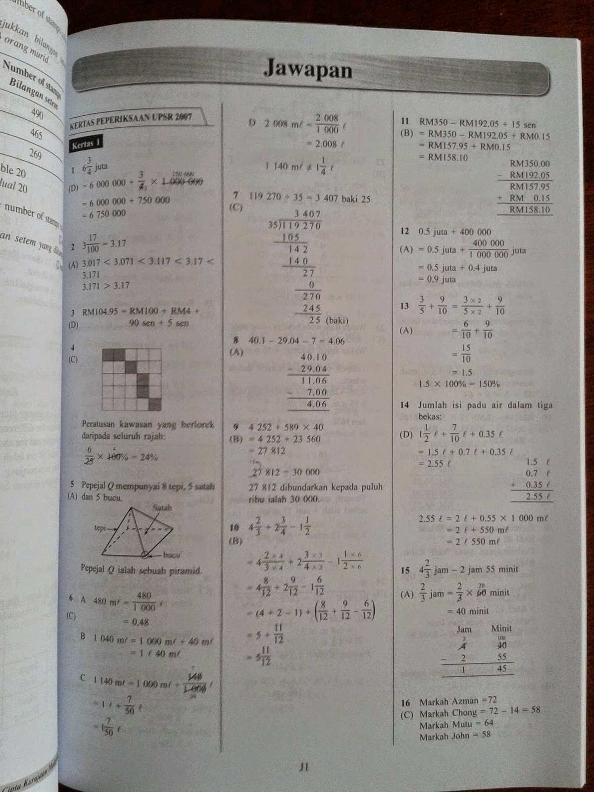 Kertas Soalan Peperiksaan Sebenar UPSR Tahun-Tahun Lepas