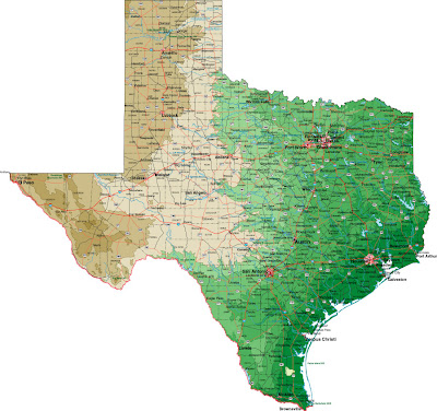 Carte du Texas Departement Région