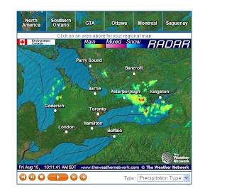 satellite picture of thunderstorm over Bay of Quinte