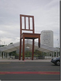in front of the UN