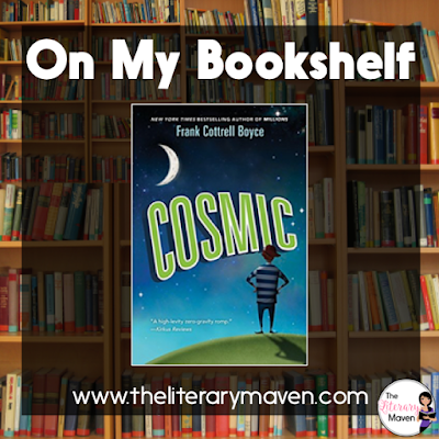 Cosmic by Frank Cottrell Boyce alternates between the present action, Liam lost in outer space with four other children, and the past events leading up to his adventure gone wrong. Liam is frequently mistaken for an adult, which has its benefits, but when he wins a trip to ride an exciting new thrill ride, which turns out to be a trip into outer space, he may have finally let things go a little too far. Read on for more of my review and ideas for classroom application.