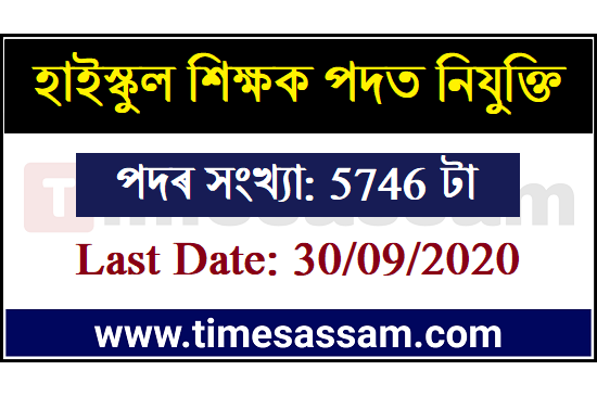 Assam High School Teacher JOb 2020