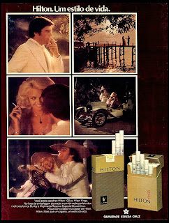 propaganda cigarros Hilton - 1975, reclame 1975. 1975. propaganda cigarros anos 70.  propaganda anos 70. história decada de 70; reclame anos 70.  Brazil in the 70s; Oswaldo Hernandez;