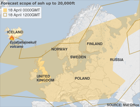 iceland volcanoes map. Iceland Ash Cloud Map