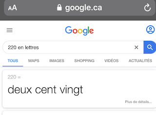 Écrire le nombre 220 en lettres sur Google