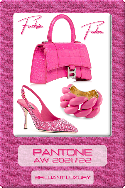 a♦Pantone Fuchsia Fedora Pink Fashion Color AW 2021-22 #pantone #shoes #bags #jewelry #pink #brilliantluxury