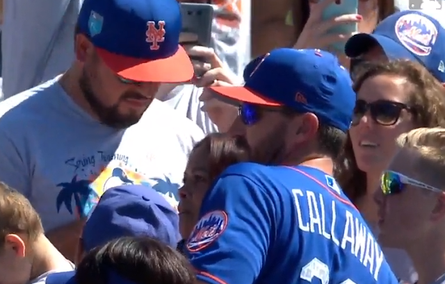 Mickey Callaway greets fans