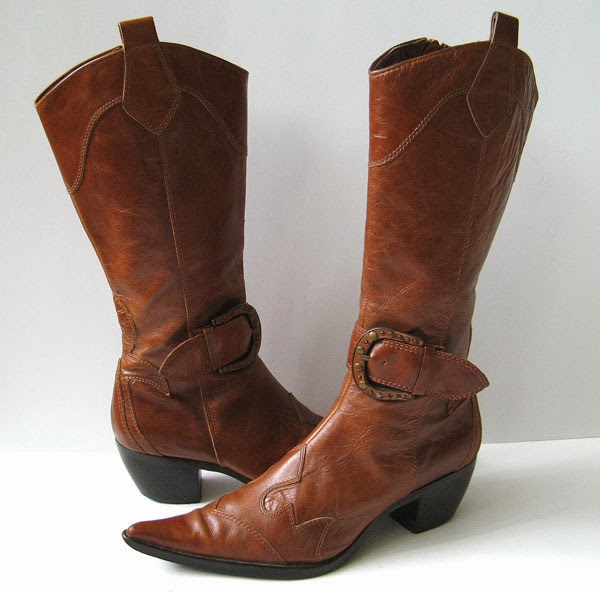 STEVE MADDEN BROWN LEATHER COWBOY BOOTS WOMENS SIZE