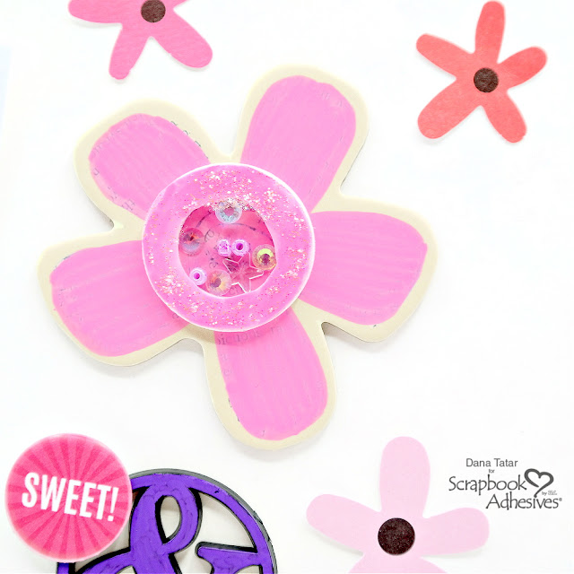 How to Use 3D Foam Circle Frames to Create Pink Chipboard Flower Shaker Embellishments