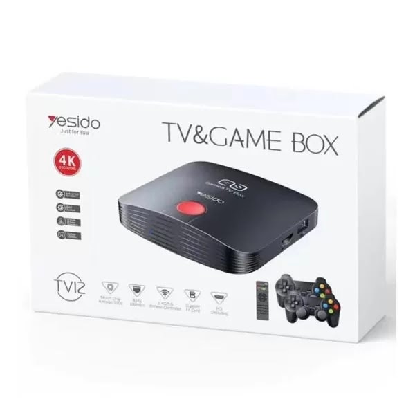 Yesido TV12 Smart Gaming TV Box Android V12.00 With 2+16 GB Memory And 2 Joysticks For Gaming