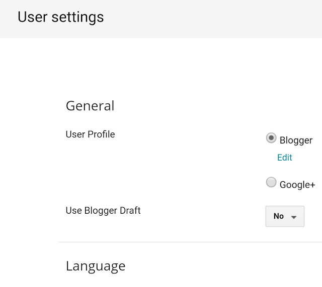 User Settings in BlogSpot