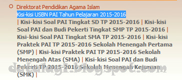 Kisi-kisi USBN PAI Tahun Pelajaran 2015-2016 SD s/d SMK