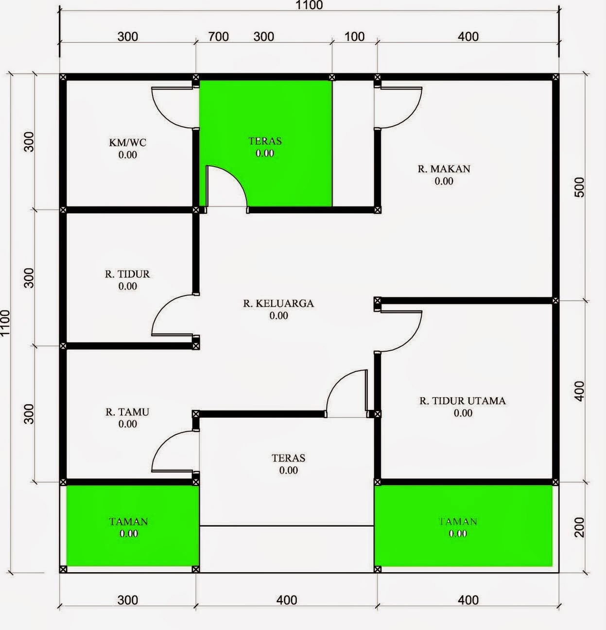 Denah Rumah  2 Kamar Ukuran  6x9  desain  rumah  sederhana  