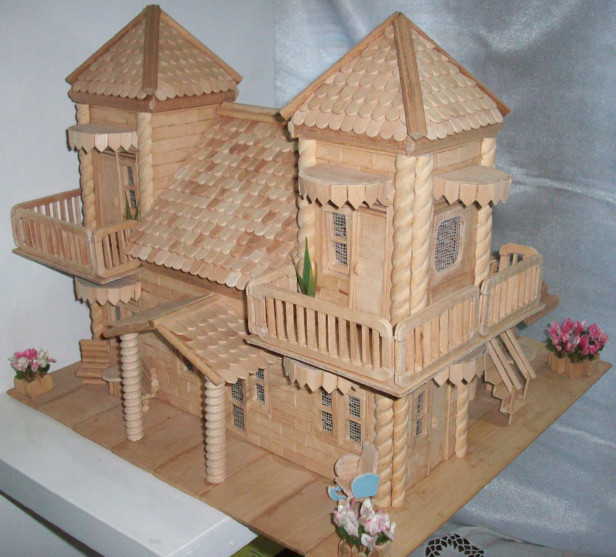 Miniatur rumah dari Stik Es ~ Dunia Arsitek