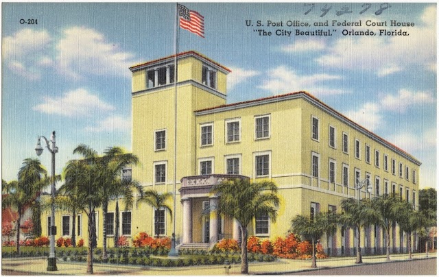 Old postcard, Orlando post office