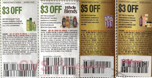 garnier & L'oreal insert coupons