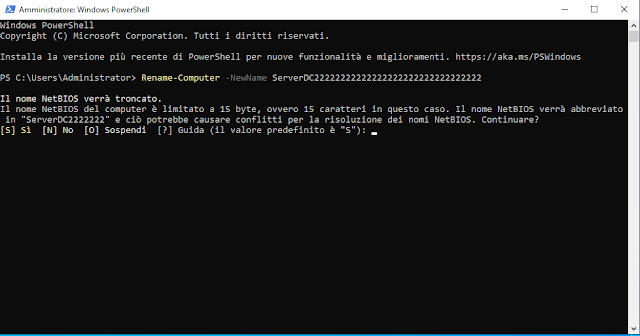 Nome NetBIOS limitato a 15 byte