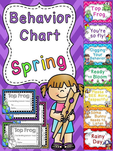 Spring behavior chart - I love switching out my clip chart every month to keep it fresh and exciting. Everyone wants to be the Top Frog so it’s a great classroom management strategy :)