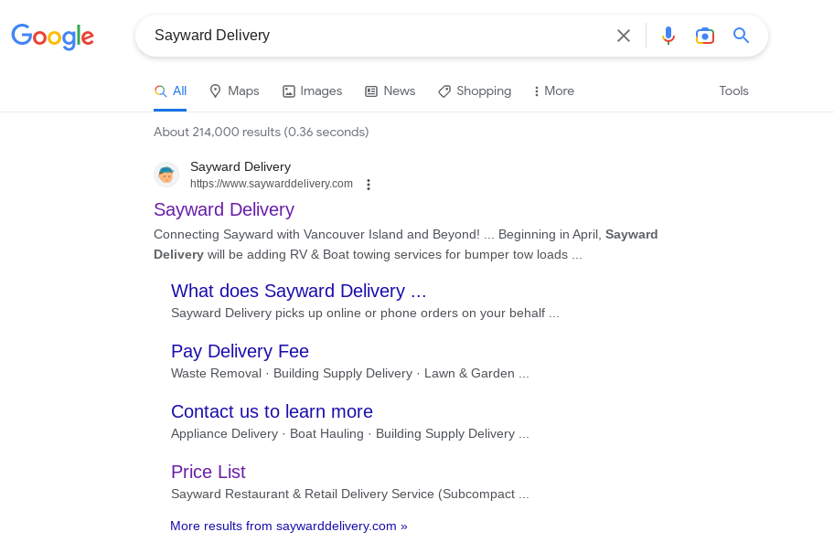 Sayward Delivery Launches New Website