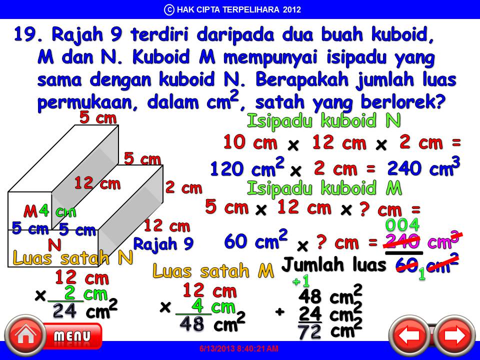 AZIMAT MATEMATIK: CARI JUMLAH LUAS KAWASAN BERLOREK