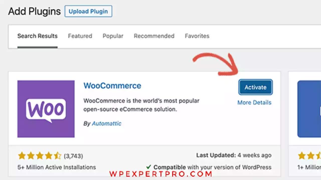 Active WooCommerce plugin