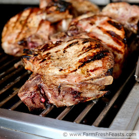 close up image of a perfectly grilled pork chop