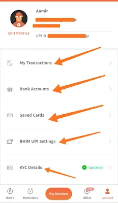 Freecharge account options image